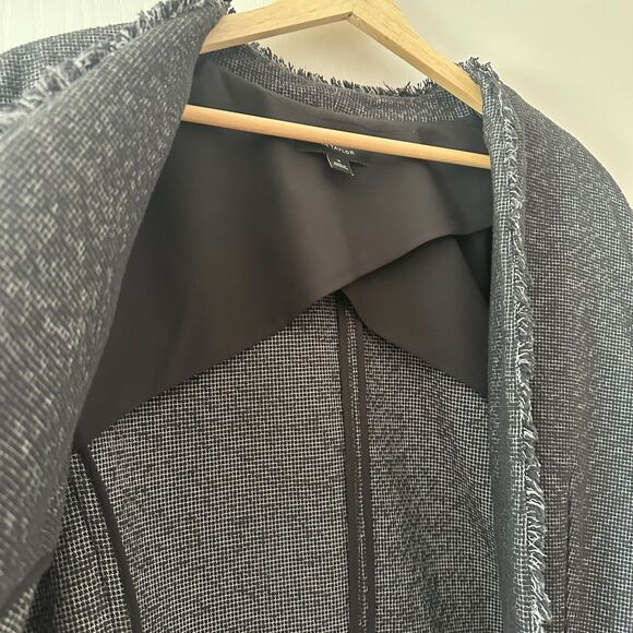 Ann Taylor Raw Hem Tweed Blazer Gray Office Work School Plus Size 16 - Picture 3 of 7